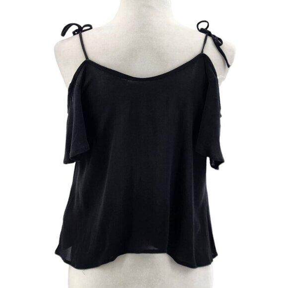 NWT PPLA Dylan Top Semi-Crop Black Tie Strap Blouse Top Womens Small - Picture 5 of 8